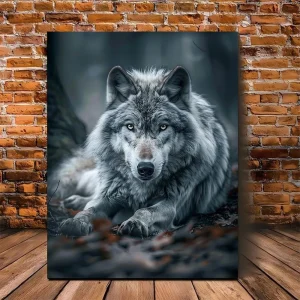 gorgeous gray Wolf canvas print, 11.8x15.7 inches