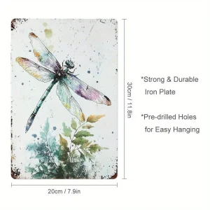 Vintage Dragonfly Art Metal Tin Sign – 8x12 Inch